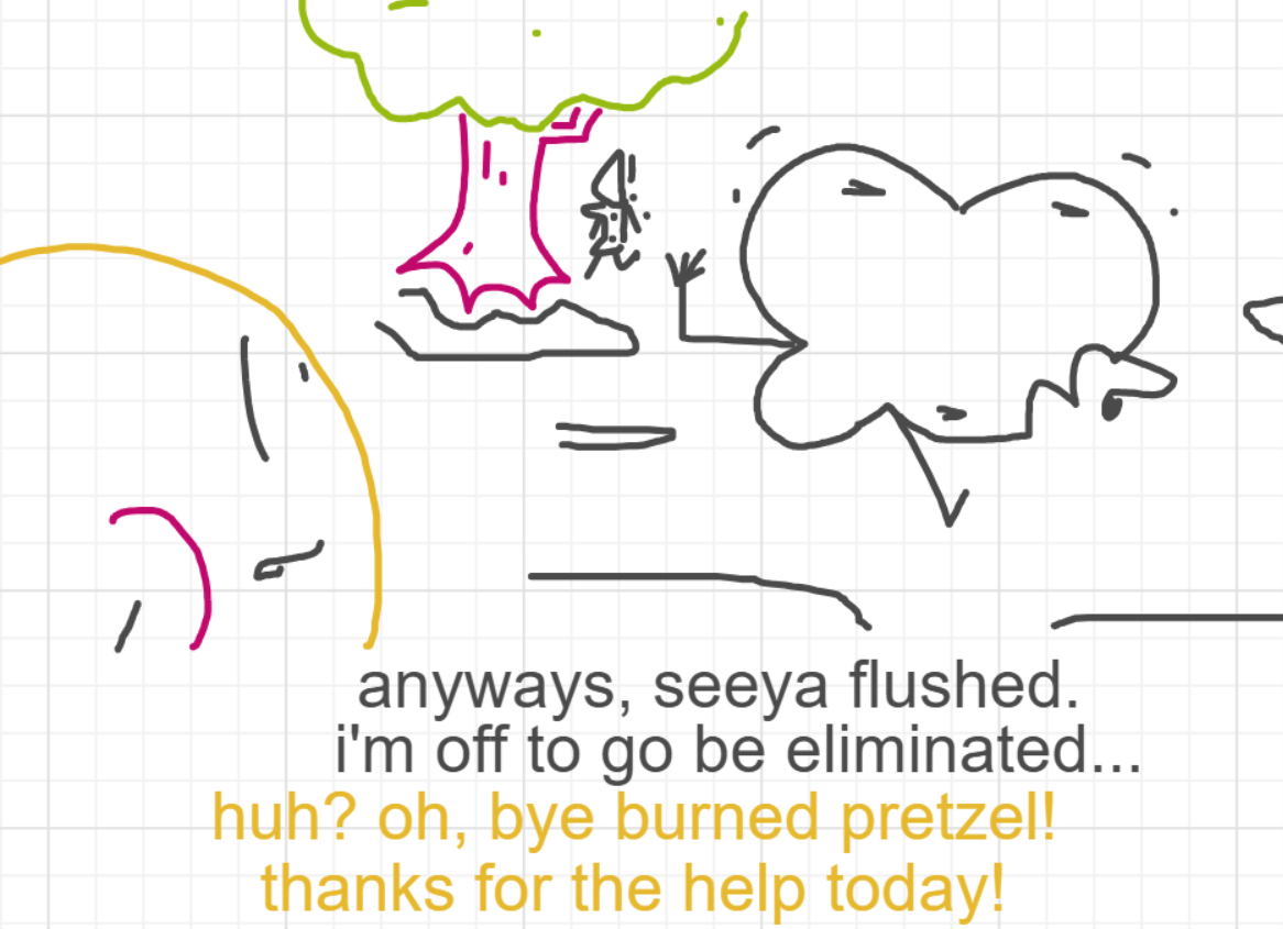 A panel from I've Been Everywhere, Man, episode nine of the Board Boards object show by Furretwalk/WalkingFurret.